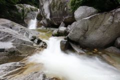 ここにきて雨が強まる中、沢筋まで下りていろいろなポジションでの撮影を試みると、今まで撮ったことがない迫力あるシーンを撮ることができました。